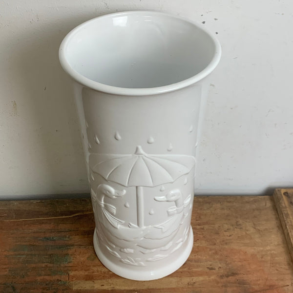 Vintage Keramik Schirmständer mit Gänse Motiv