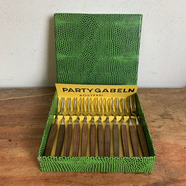 Vintage Mid Century Party Gabeln aus Teakholz