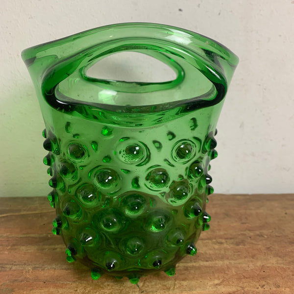 Grüne vintage Murano Empoli Verde Schale mit Noppen