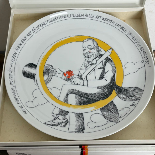 Komplette Serie 12 Vintage Satire Teller von Ernst Lang Maria Lang für Rosenthal