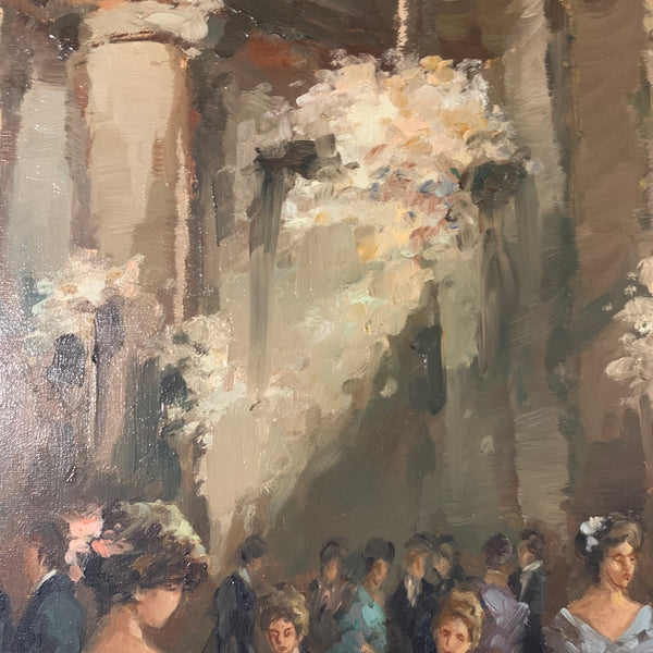 Ölgemälde Gesellschaft im Foyer von Gina Elena Fabiani