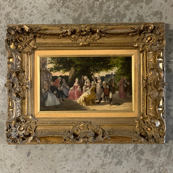 Ölgemälde Gesellschaft im Schlosspark von Clément Quinten