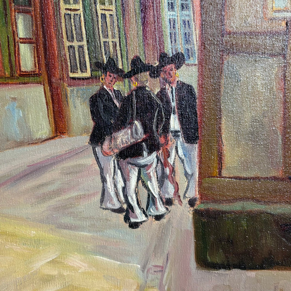 Ölgemälde Der Potthof Altstadt in Hannover von Heinz Lessentin