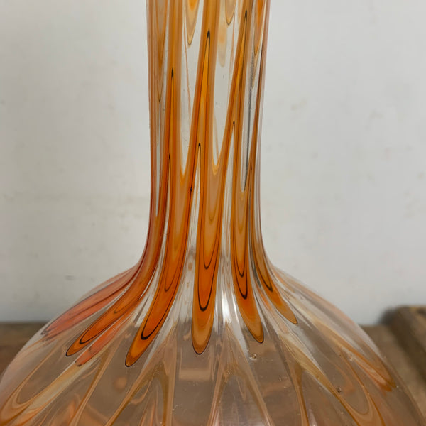 Vintage Mid Century Design Glas Vase mit Fadendekor Murano