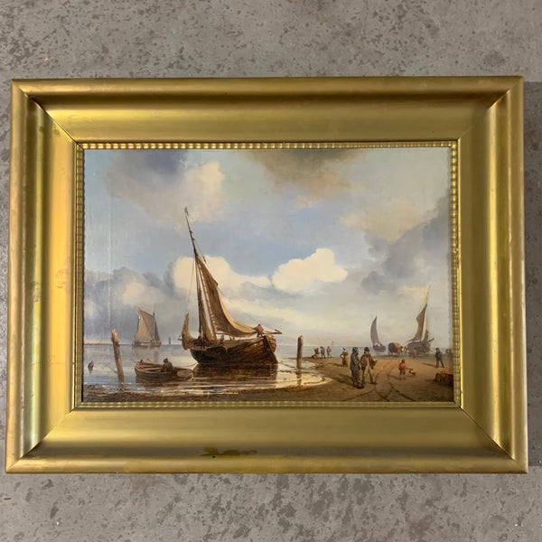 Ölgemälde Reges Treiben am Strand von Wilhelm Krause