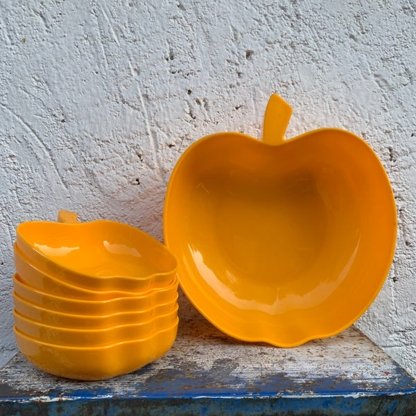 Vintage Schalen Set Luran in Apfelform von BASF gelb