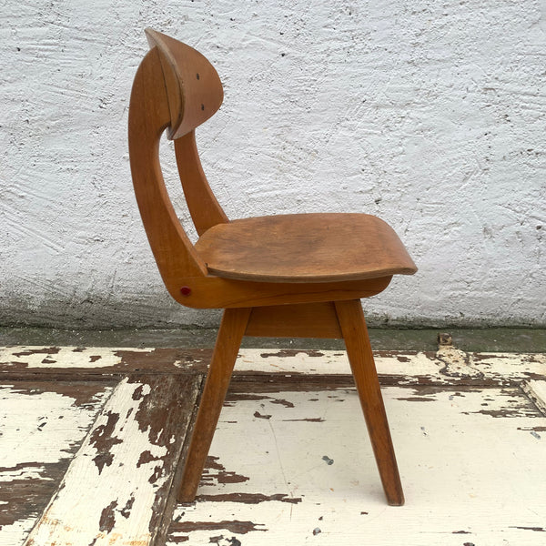 Vintage Mid Century Kinder Drehstuhl aus Holz