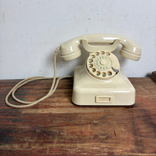 Vintage Wählscheiben Telefon W48 in weiß elfenbein