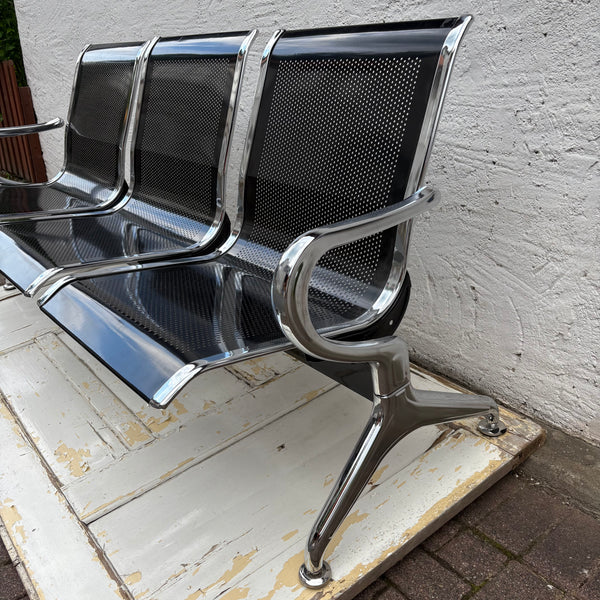 Office oder Airport Chair 3 Sitzer aus Stahl