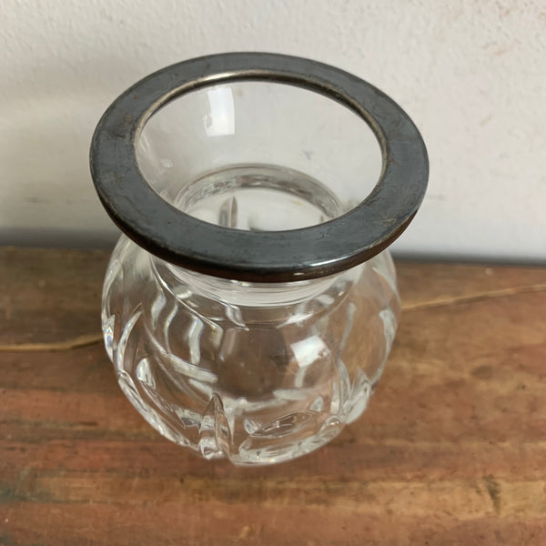 Vintage Bleikristall Vase mit Sterlingsilber Montur