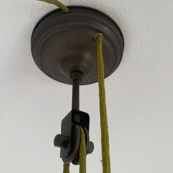 Jugendstil Zuglampe mit Glasschirm