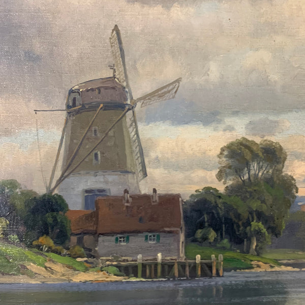 Ölgemälde Holländische Flusslandschaft von Carl Bergfeld