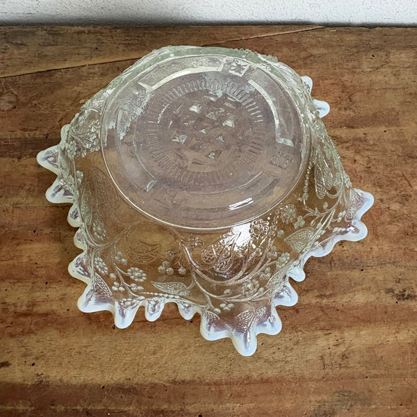 Jugendstil Schale/Teller Opalin Glas Fenne Glashütte