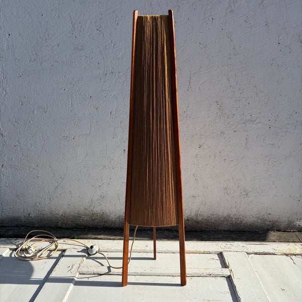 Vintage Mid Century Stehlampe aus Sisal und Teak von Temde