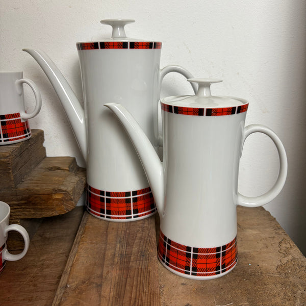 Vintage Kaffeeservice für 6 Personen von Schirnding Karo Schottenmuster