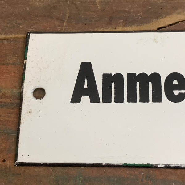 Emaille Schild Anmeldung