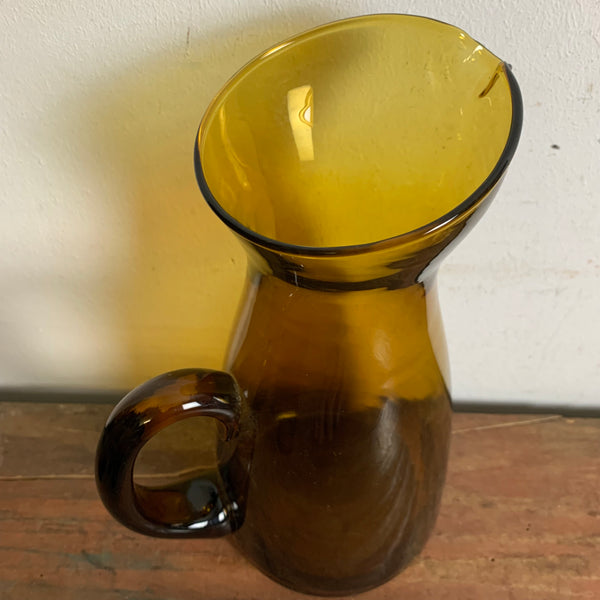 Vintage bernsteinfarbener Saft Krug 6 Gläser