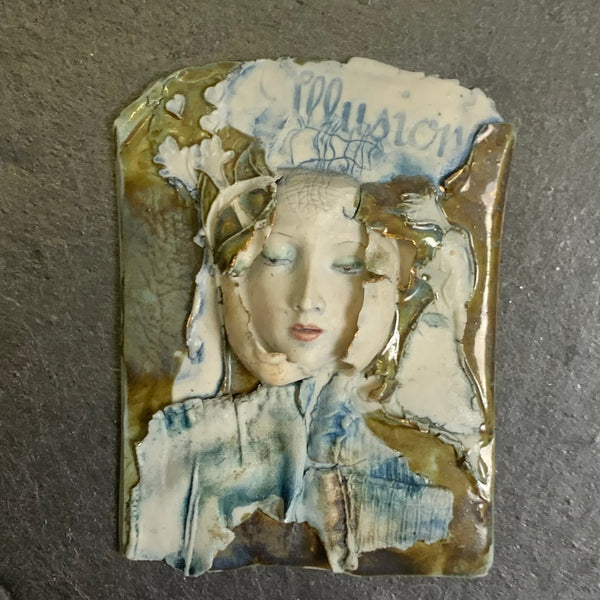 Porzellan Bild auf Schiefer Illusion von Monika Ploghöft