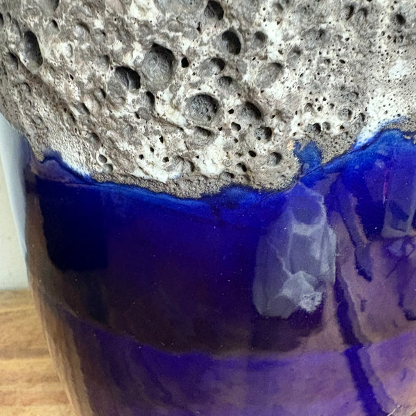 Vintage große Fat Lava Keramik Vase von Scheurich 546-41 nachtblau