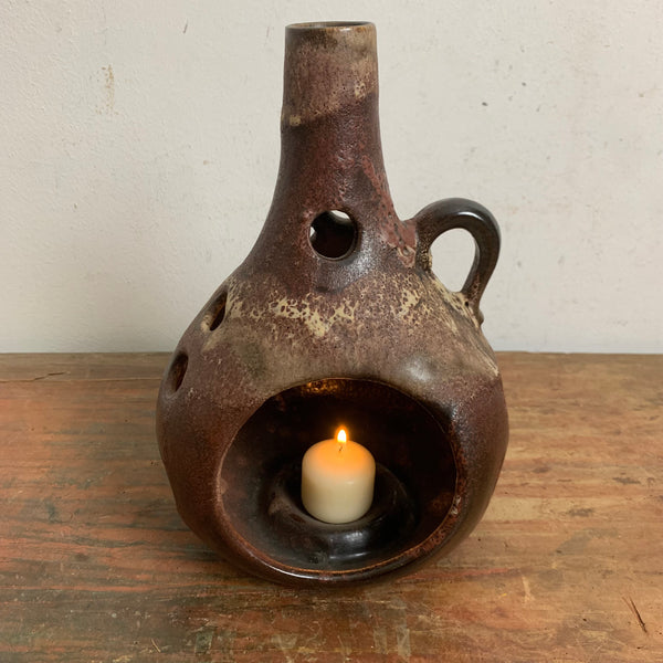 Vintage Fat Lava Keramik Kerzenständer Windlicht