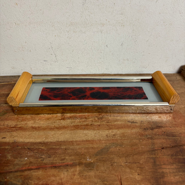 Vintage Mid Century Tablett von Holzsieb Wasungen