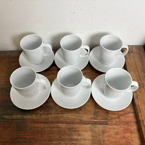 Vintage 6 Kaffeebecher Tassen mit Untertasse 365+ von Susan Pryke für Ikea