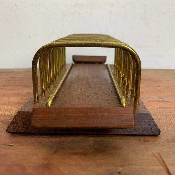 Vintage Toastbrot Halter aus Teakholz