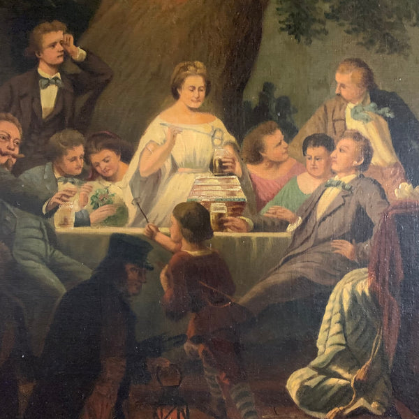 Ölgemälde Sommernacht am Rhein von Josef Burger