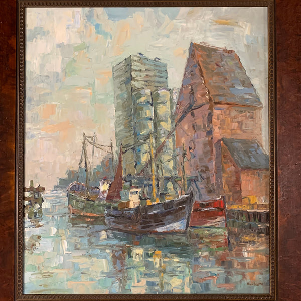 Ölgemälde Der Speicher von Heiligenhafen von Klaus Heckert