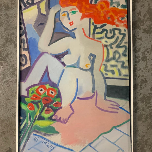 Ölgemälde Dame mit rotem Haar Akt von Herbert Grützner
