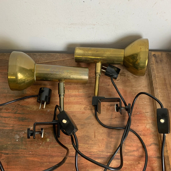 Zwei vintage Messing Klemm Lampen von Koch & Lowy für Omi