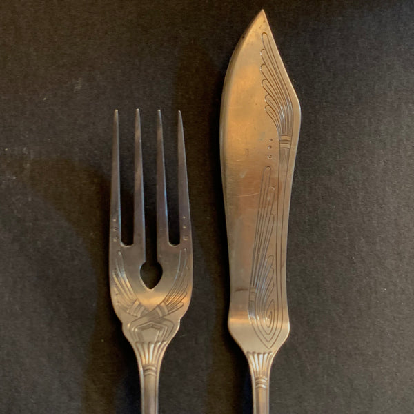 24 Teile Art Deco Fischbesteck 800er Silber