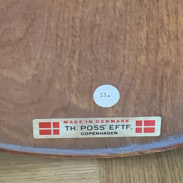 Vintage runder Teak Wandspiegel von Th. Poss' Eftf. Copenhagen