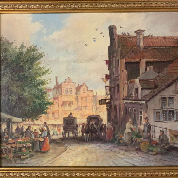 Ölgemälde Straßenszene mit Kutschen von Hans-Ulrich Mühlhausen