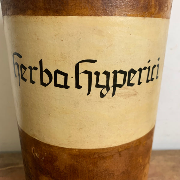 Antikes Apotheker Gefäß Herba Hyperici Johanniskraut