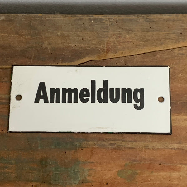 Emaille Schild Anmeldung