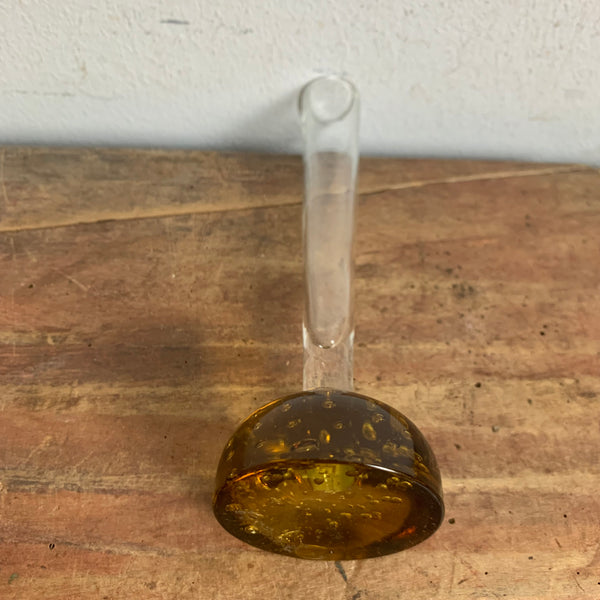 Orchideenvase Solifleurvase Stangenvase Kugelfuß mit Bubbles bernsteinfarben