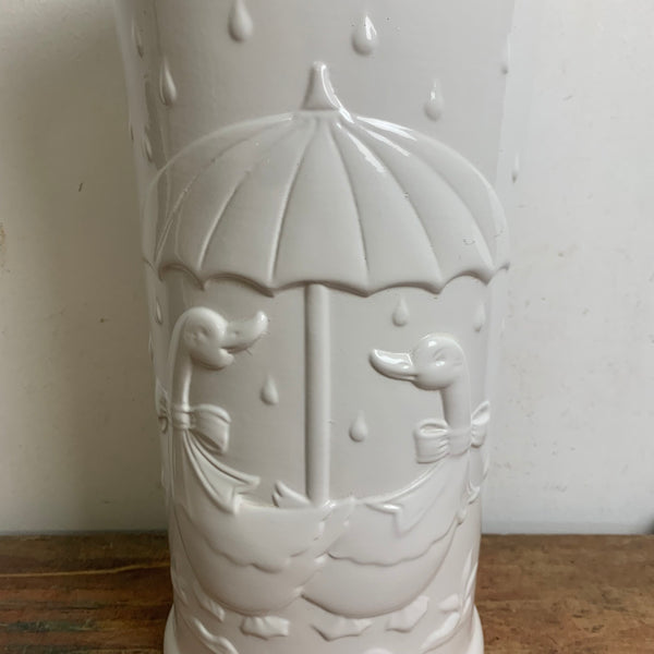 Vintage Keramik Schirmständer mit Gänse Motiv