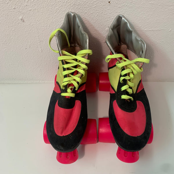 Vintage Neon Disco Roller Rollschuhe