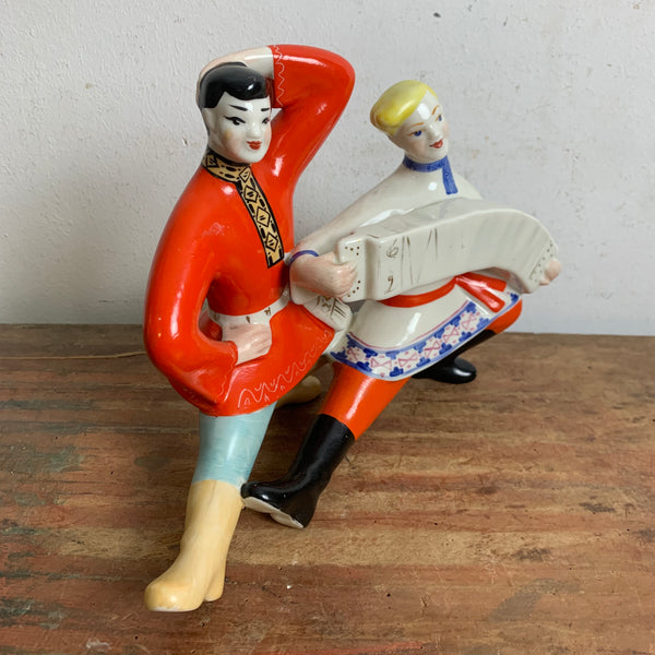 Vintage Porzellan Figur russische Musiker von N. Bobik für Polonne
