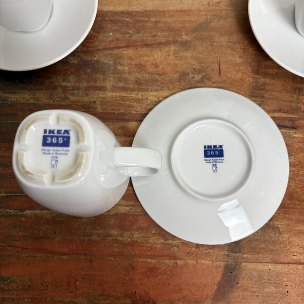 Vintage 6 Kaffeebecher Tassen mit Untertasse 365+ von Susan Pryke für Ikea