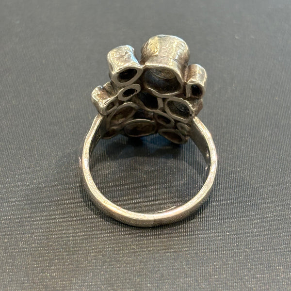 Vintage Brutalistischer Design Silber Ring Reindeer Moss