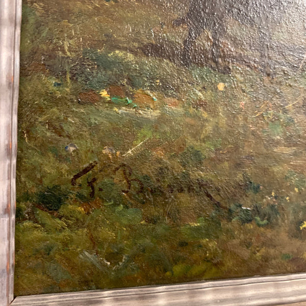 Ölgemälde Schafweide und Hirte in weiter Wiesenlandschaft von Felix Brissot de Warwille