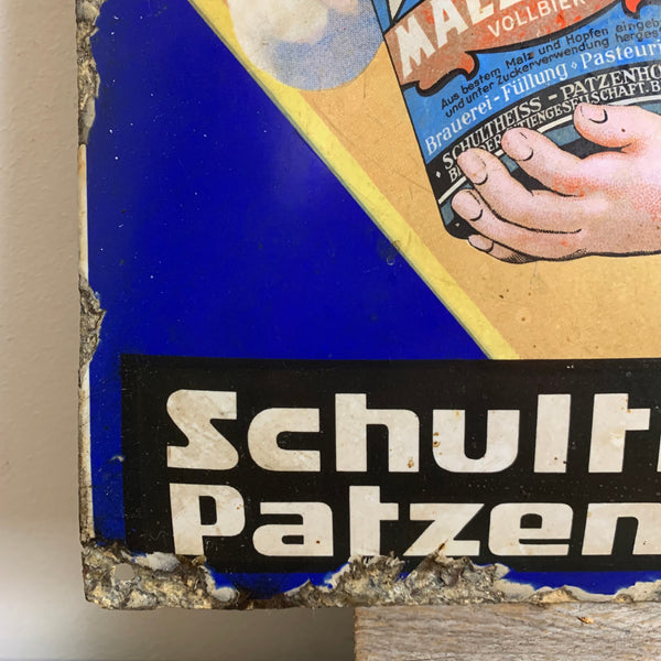 Emaille Schild Schultheiss Patzenhofer Malzbier