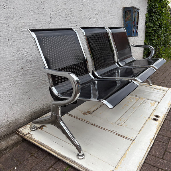 Office oder Airport Chair 3 Sitzer aus Stahl