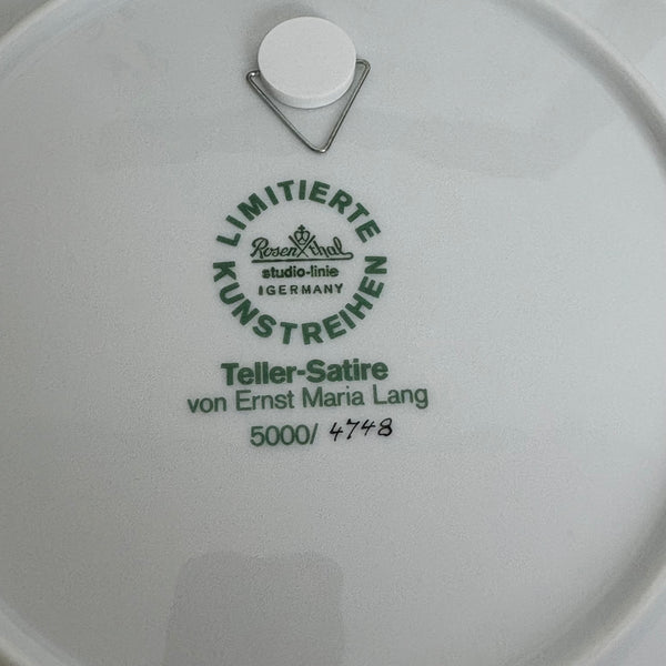 Komplette Serie 12 Vintage Satire Teller von Ernst Lang Maria Lang für Rosenthal