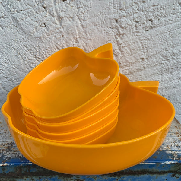 Vintage Schalen Set Luran in Apfelform von BASF gelb