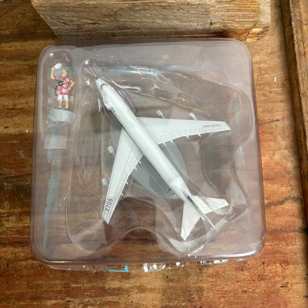 Modell Figur und Buch Tim und Struppi Jumbo Jet Boeing 747 mit Kapitän Haddock aus Tim und die Picaros