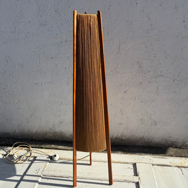 Vintage Mid Century Stehlampe aus Sisal und Teak von Temde