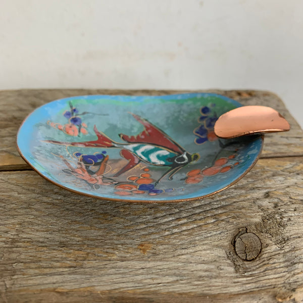Vintage Emaille Kupfer Aschenbecher